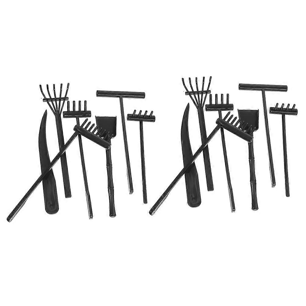 Zen Garden Rake Set Plastic Tools for Meditation 1Set Black Accessories