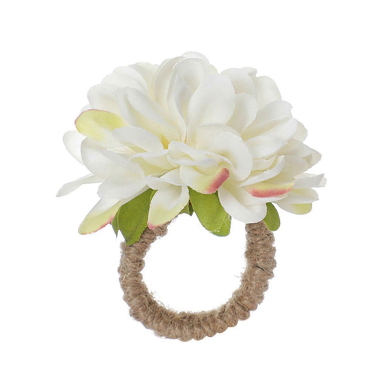 Handmade Napkin Ring with Artificial Flower Decor – Simulated Floral Table Decoration