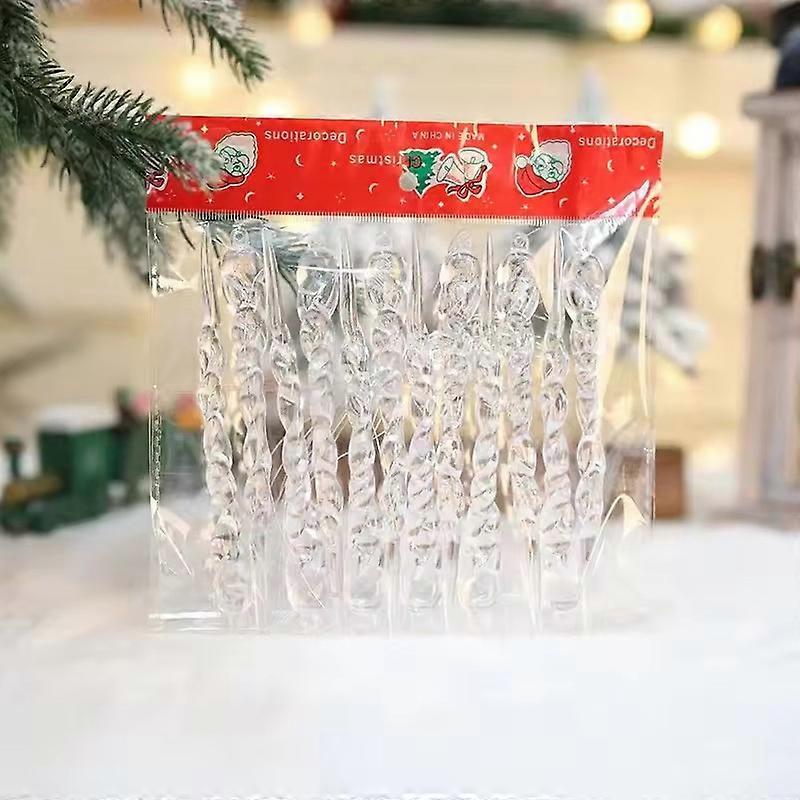 12/24/36/48pcs Crystal Clear Christmas Tree Ornaments Icicle Decorations For Holiday & Winter Party Decor Holiday Decorations