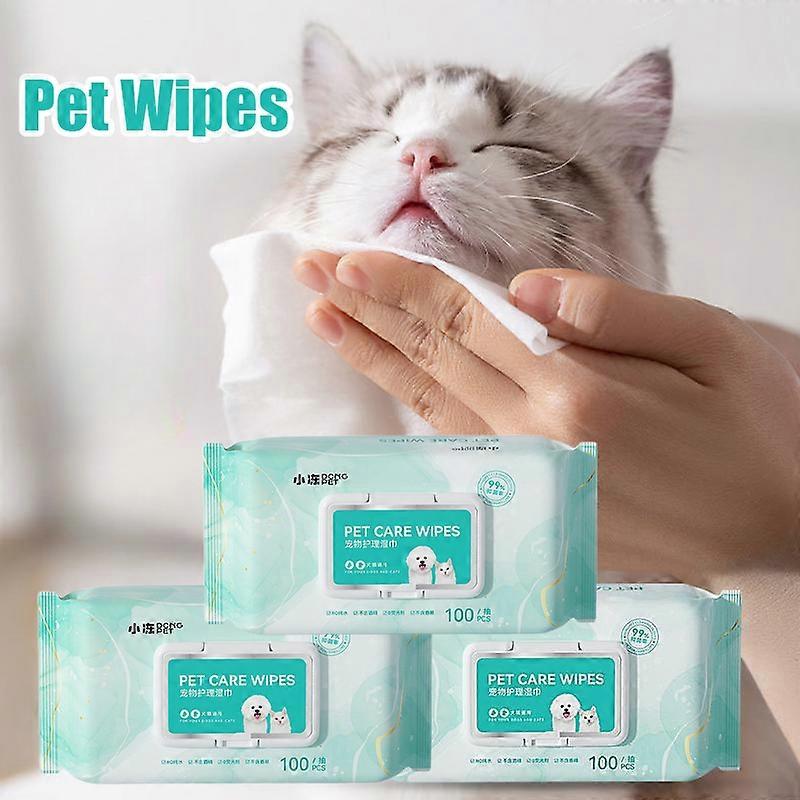 Lingettes pour animaux de compagnie, 100 feuilles, d��odorant pour chat et chien, nettoyage hydratant, taches de d��chirure, d��composition, od