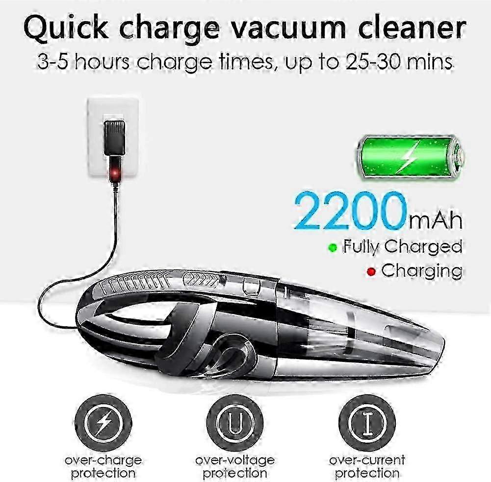 Portable Cordless Car Vacuum Cleaner with 120W Strong Suction and Wet/Dry Cleaning Capability