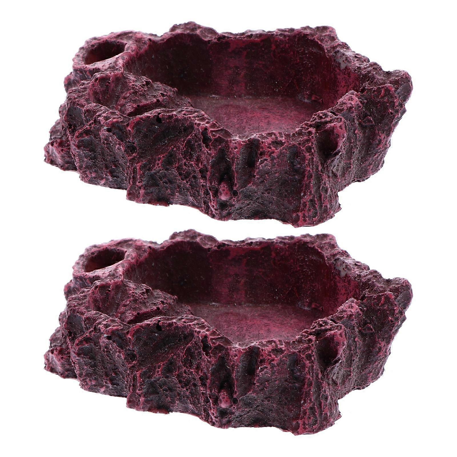 Gecko Dish Reptile Feeding Bowl for 2Pcs Decorative Resin Pet Bowl