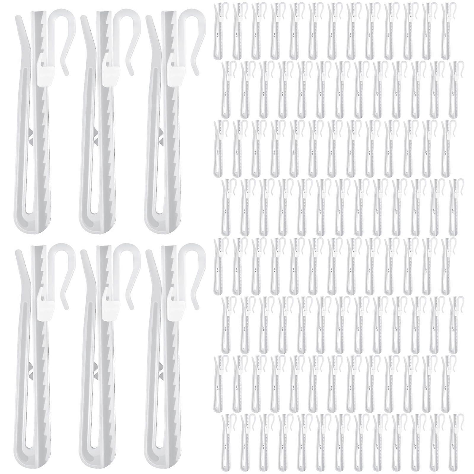 200 Pcs Adjustable Pinch Pleat Curtain Hooks with Durable Ratchet System for Window and Shower