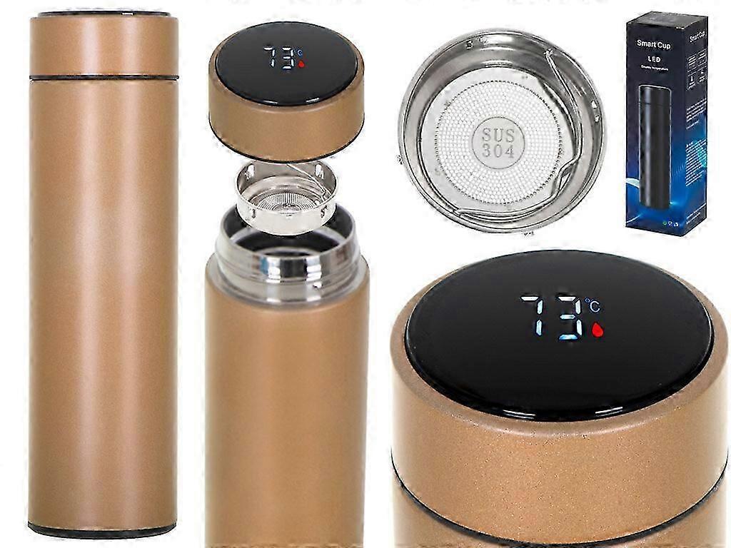 Thermos Bottle With Lcd Screen, Gold