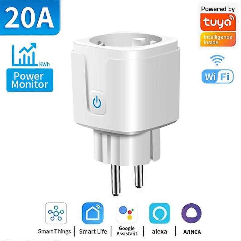 Smart Plug EU WiFi Socket 16A/20A Tuya Power Monitoring Smart Life APP Control Remote Timer Voice Control Alexa Google Home