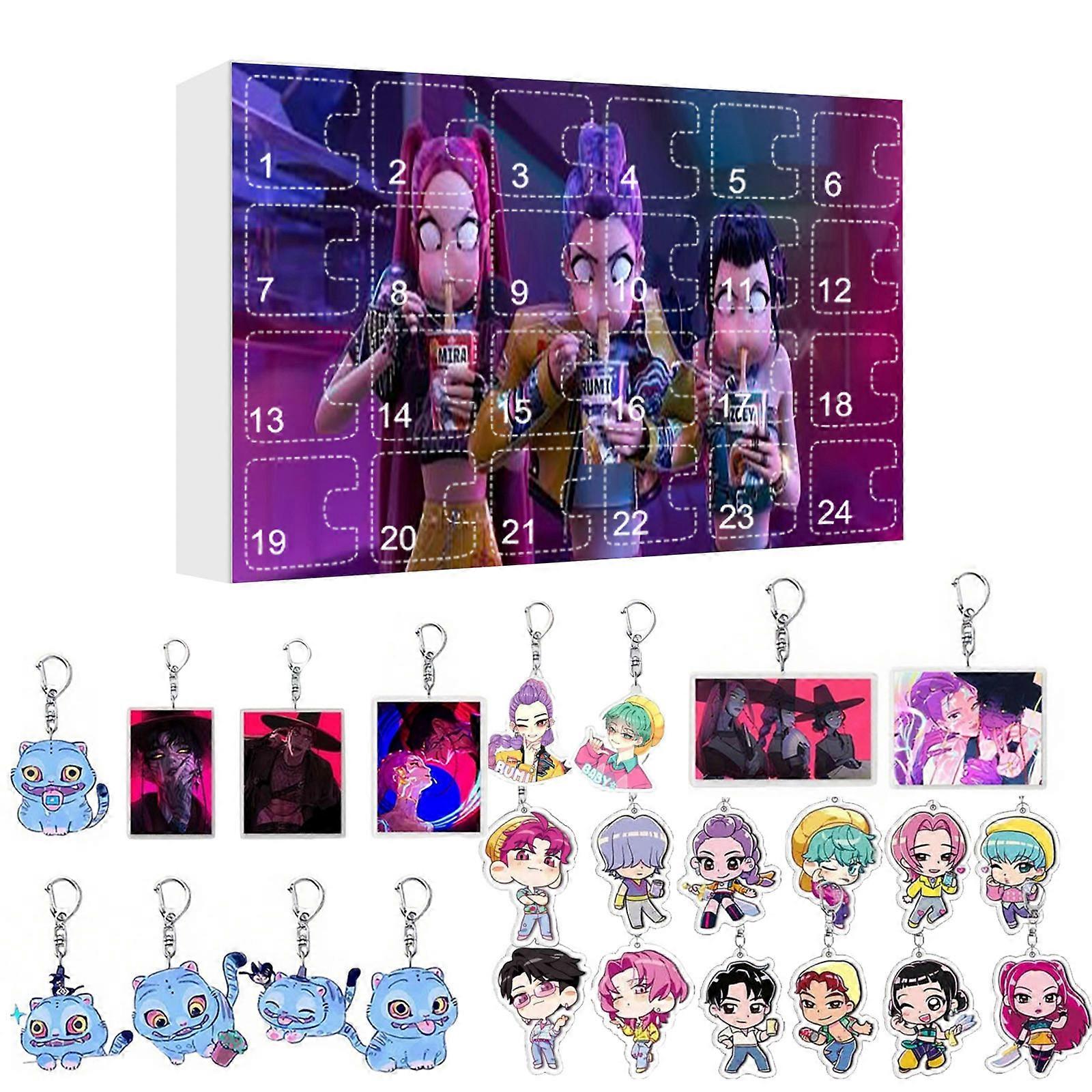 New Kpop Demon Hunters Advent Calendar Key Chain Toys Rumi Mira Zoey Christmas Countdown Advent Calendar Blind Box Gift 24 Days