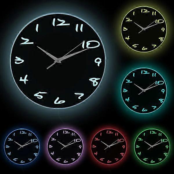 Minimalist Black Backwards Wall Clock Runs Counterclockwise And Reverse Modern Design Home Decor Decorative Reverse Wall Clock White Frame With LED