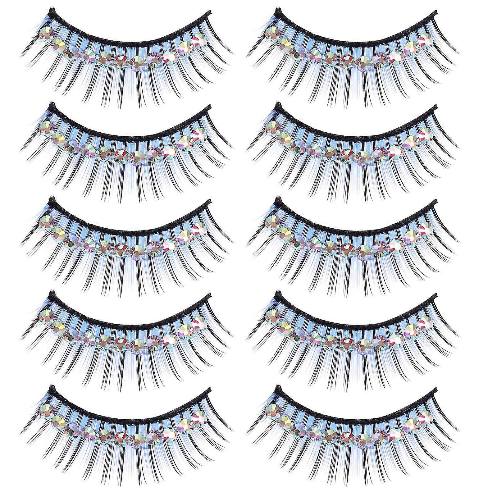 False Eyelashes Performance False Eyelashes for Party 5Pairs Blue
