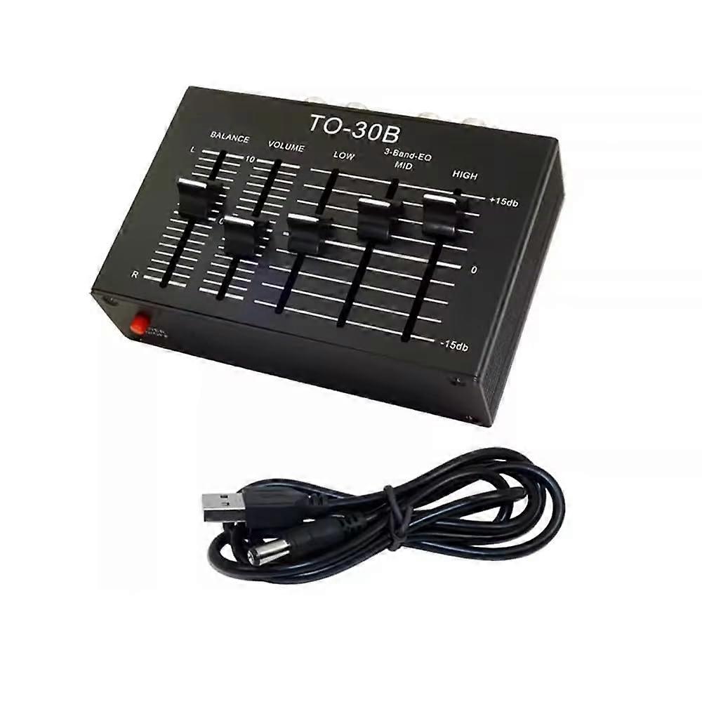 Stereo Audio Equalizer with Bass Mid Treble Control, USB Powered RCA Connectivity, Volume Balance Adjustment