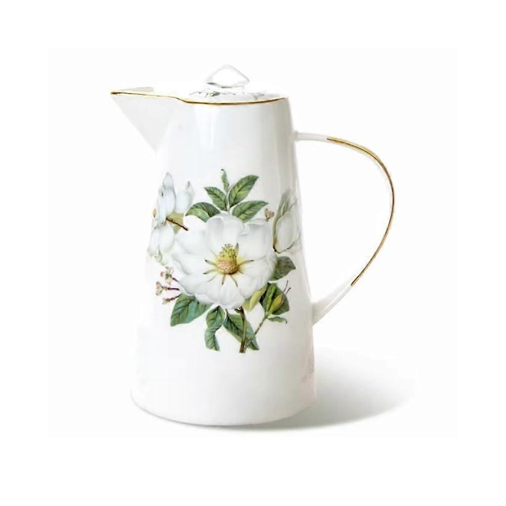 Vintage Bone China Tea Pitcher with Lid and Handle, Large Capacity Multicolor Beverage Jug