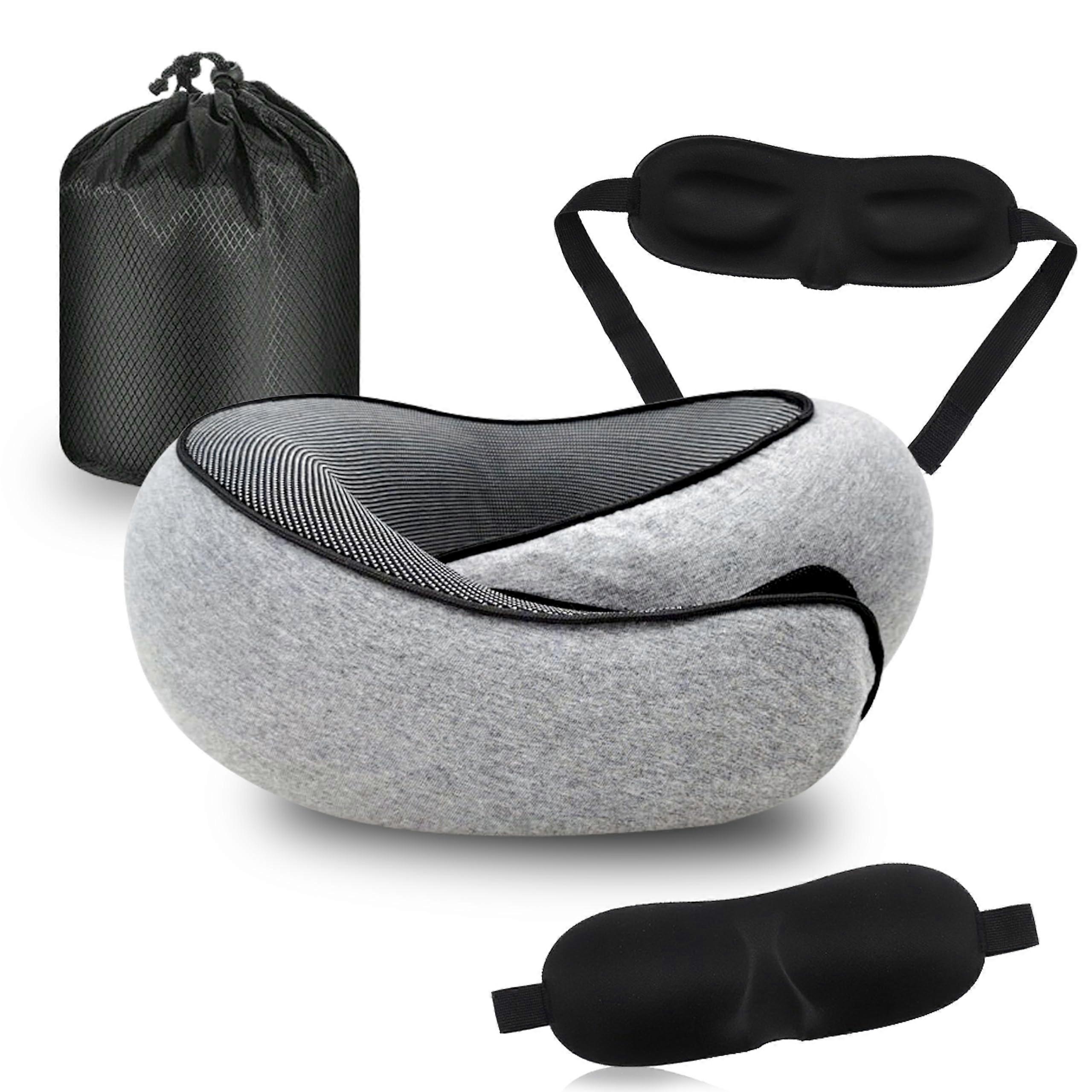 Memory Foam Travel Pillow for Airplanes with 360° Ergonomic Neck Support and Carry Bag