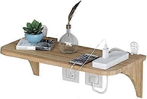 WiFi Router Wall Mount Wooden Floating Shelf with Cable Management for Living Room 29x19x11.7cm