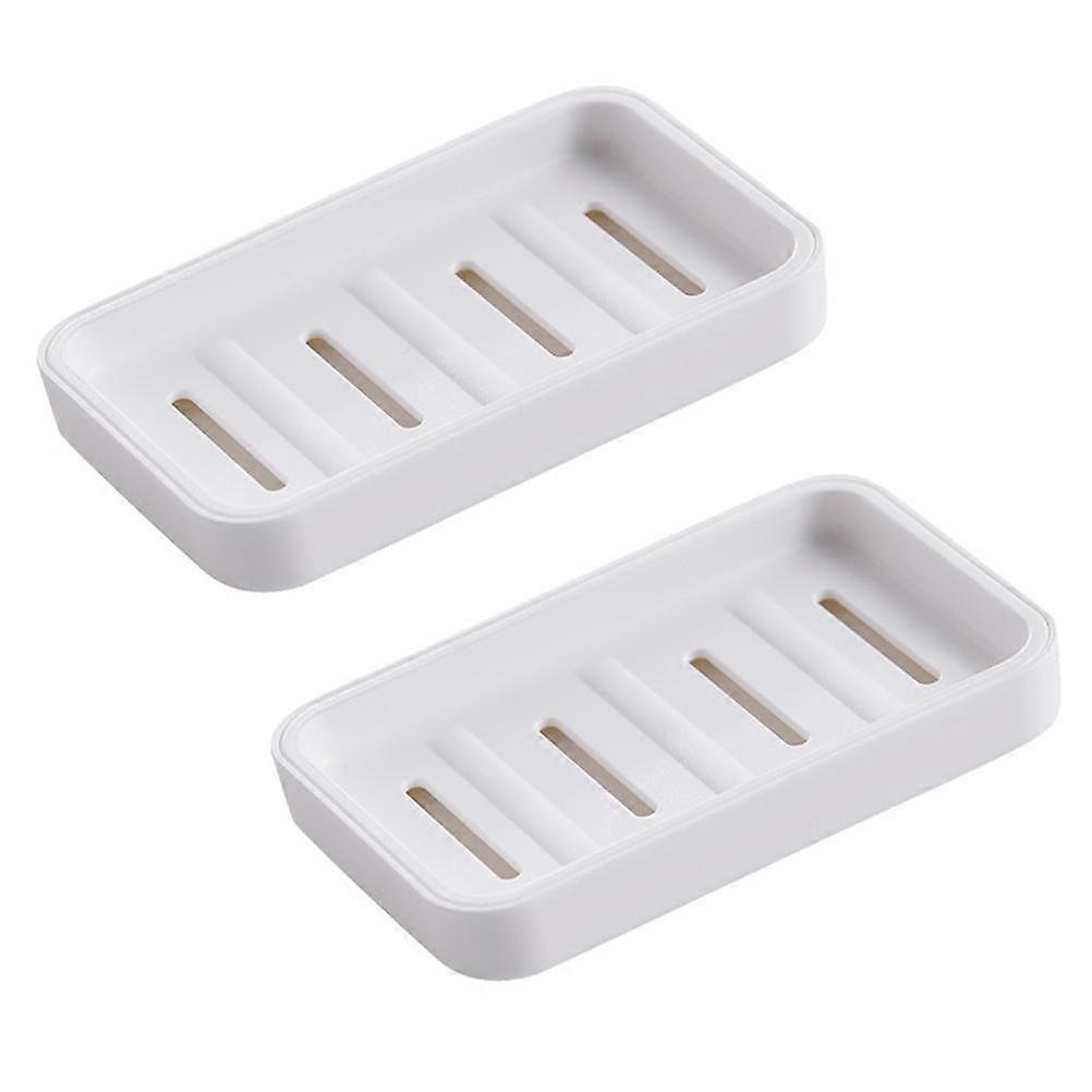 Plastic Soap Box for Soap Storage with Draining Design 4Pcs Set White