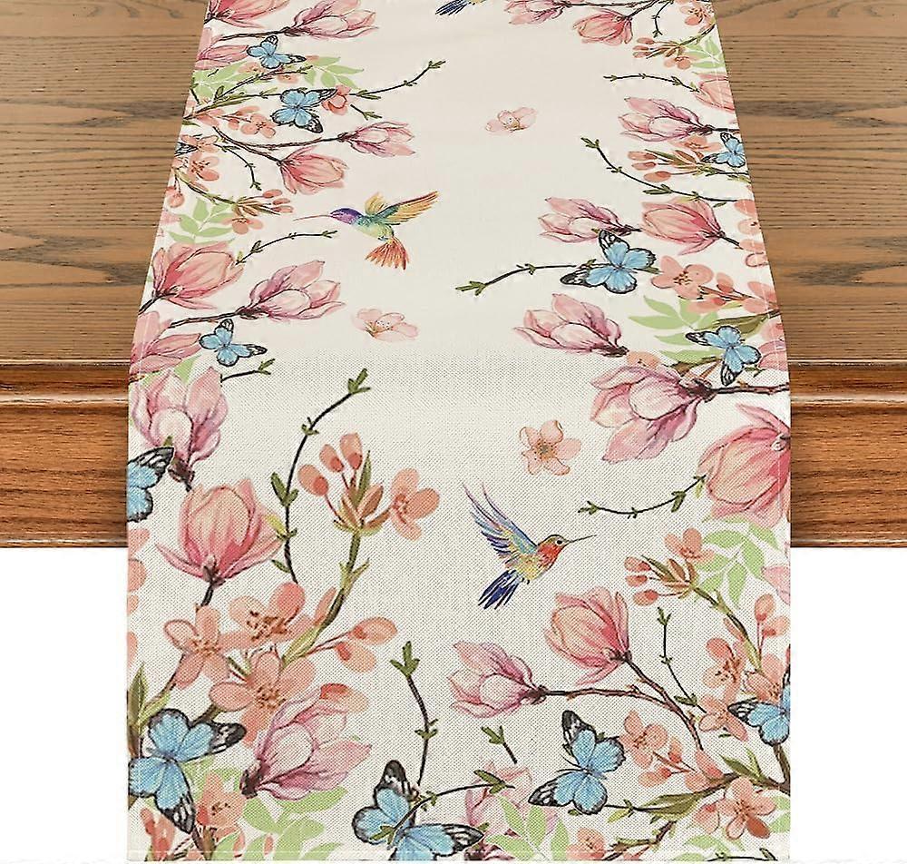 Spring Floral Table Runner 13x72 Vibrant Polyester Easter Kitchen Dining Table Decoration