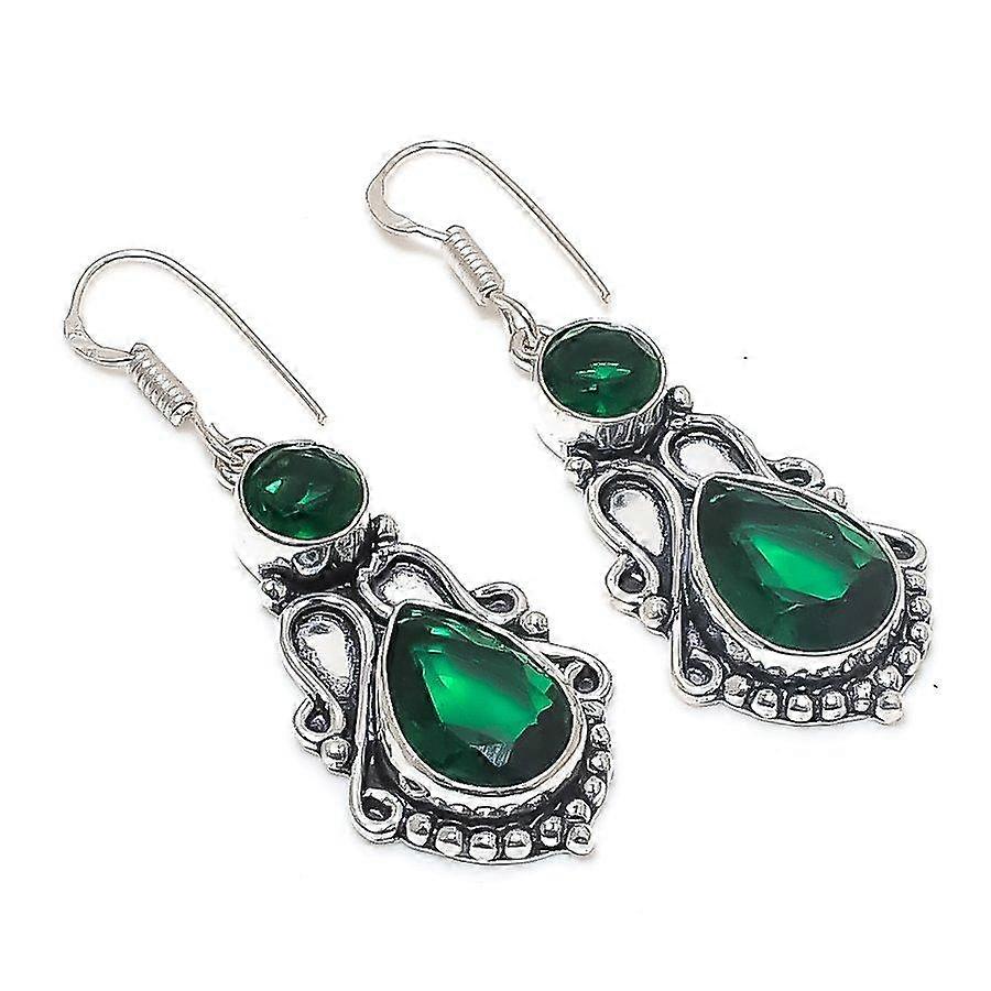 Chrome Diopside Gemstone 925 Sterling Silver Earring 1.97"