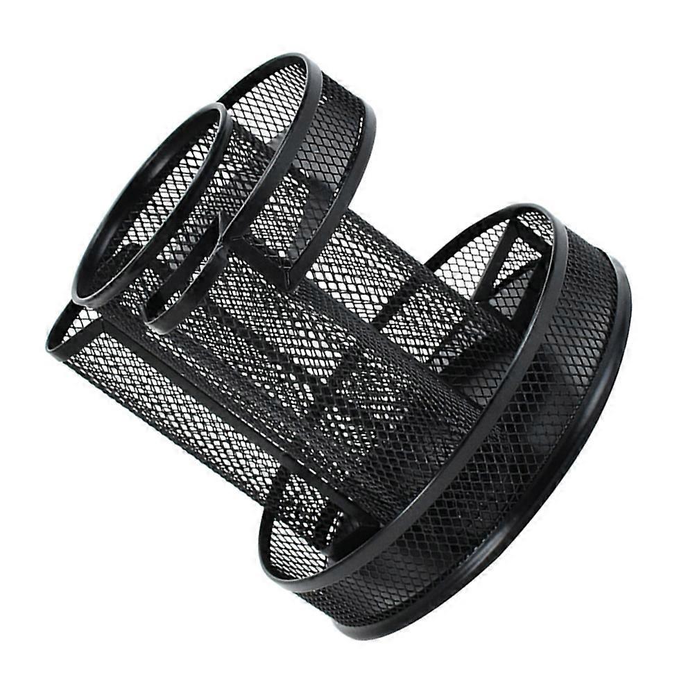 Black Iron Rotating Pencil Holder for Desk Makeup Brush Storage