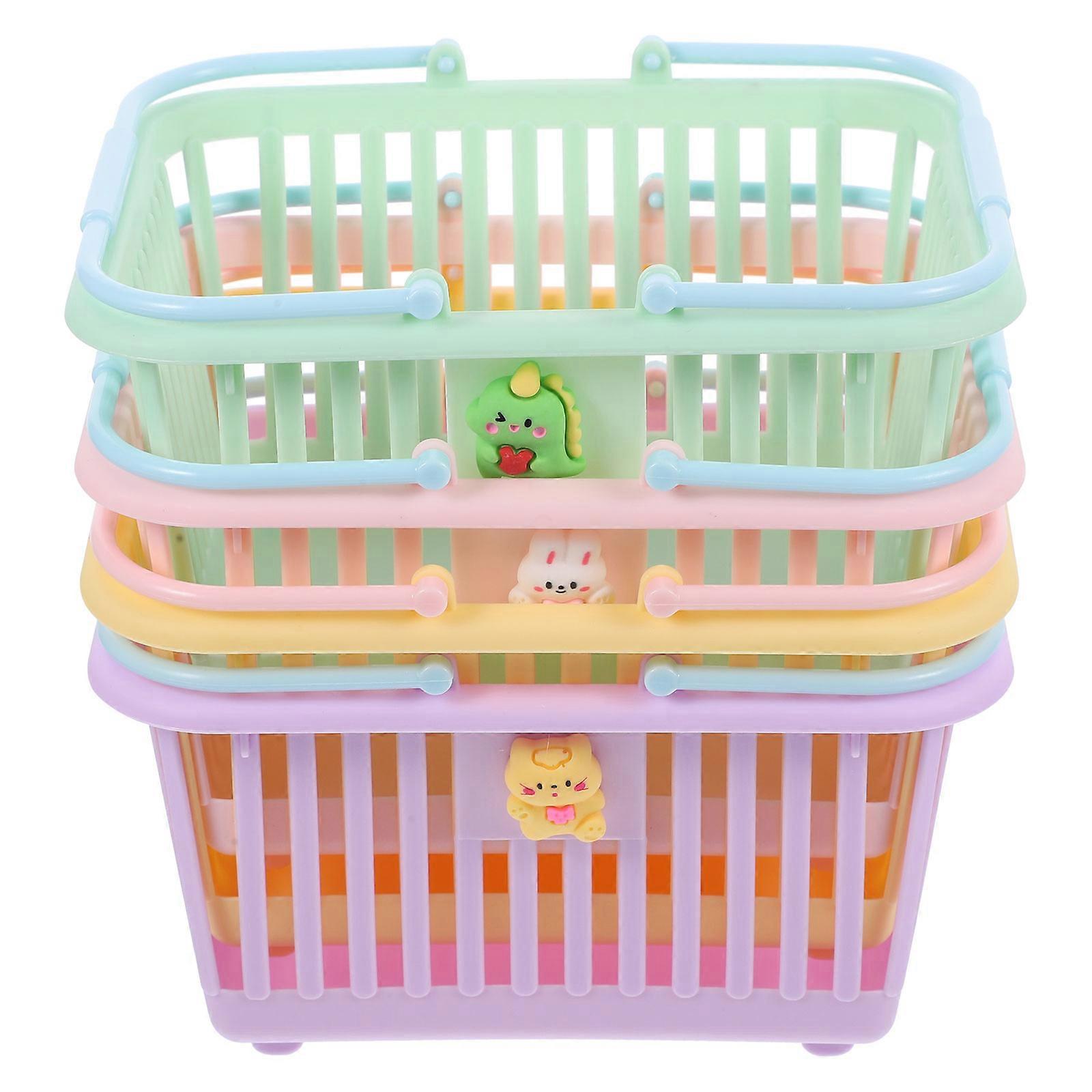 Assorted Color Plastic Basket for Storage 4Pcs Small Multi-Functional Basket