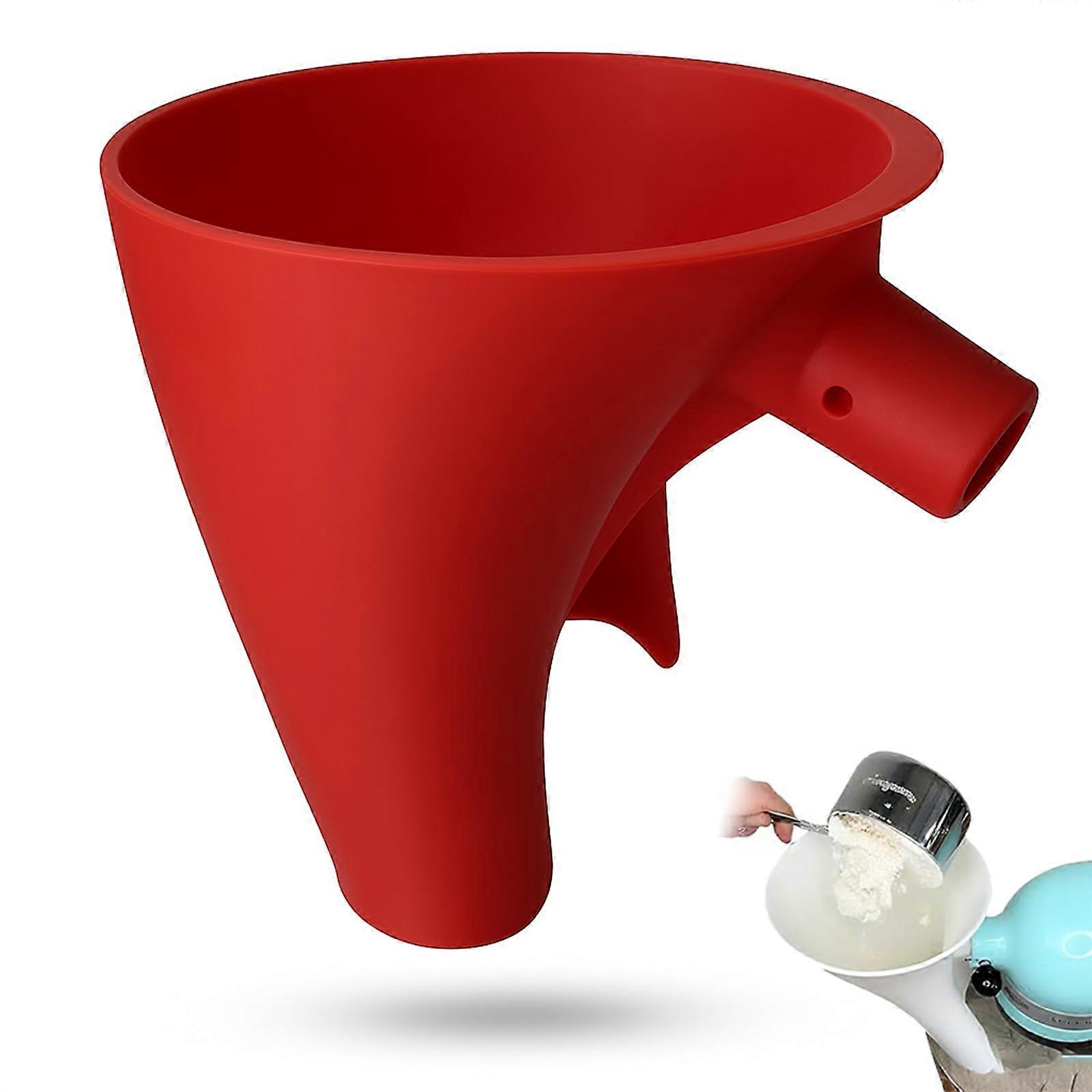 Funnel Attachment for KitchenAid Mixer NoMess Ingredient Pouring, DishwasherSafe Red Ref:1309