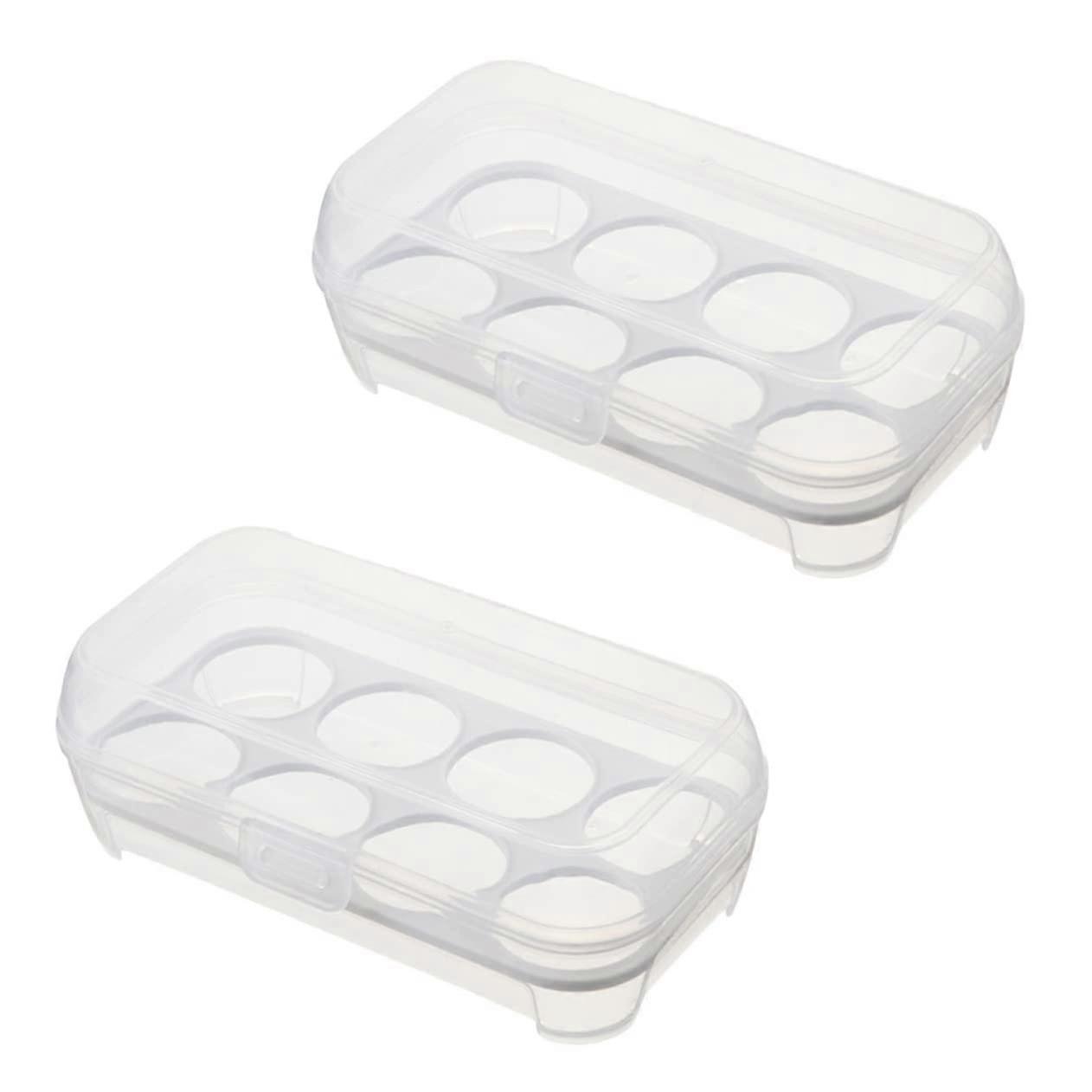 2pcs Egg Storage Container with Lid for Refrigerator, Stackable Fridge Egg Holder Organizer