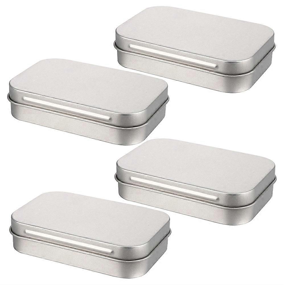 Portable Ornament Box Flip-Type Tinplate Storage Box for Storage 4Pcs Silver