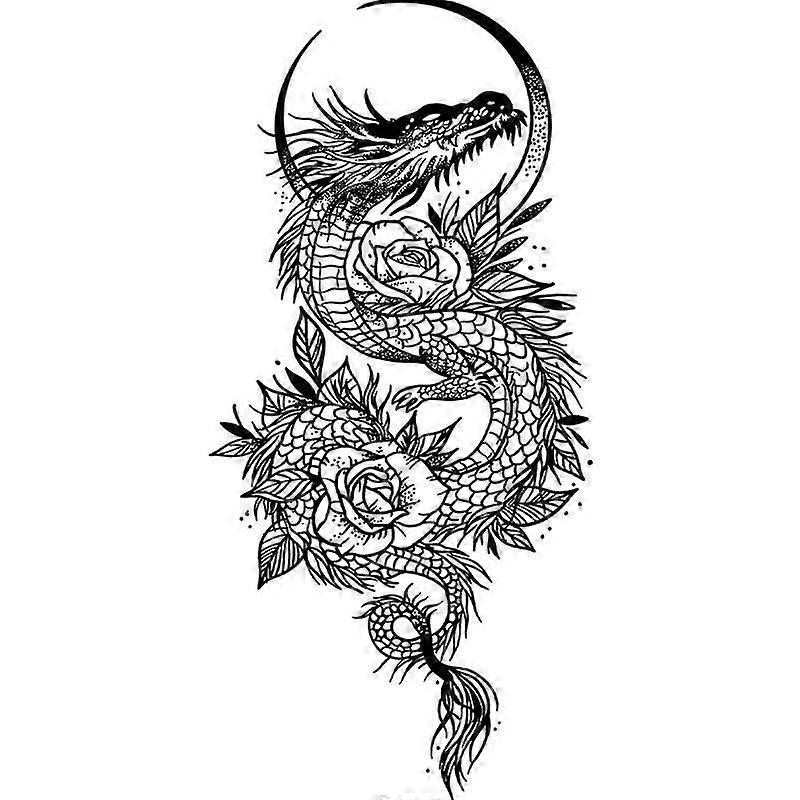 5 pcs Plant Based Temporary Tattoo Stickers with Realistic Waterproof Design and Dragon Pattern