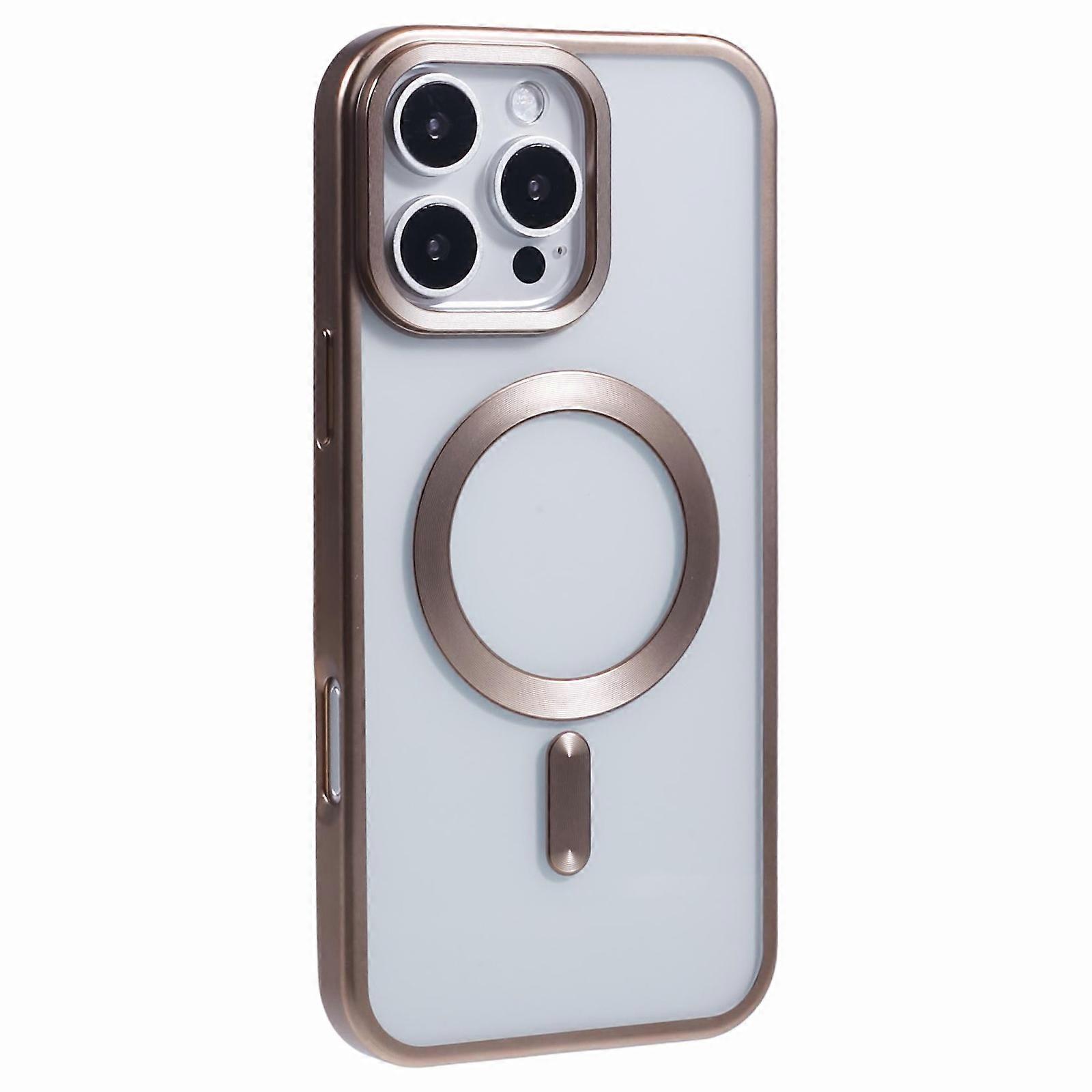 For iPhone 16 Pro Case Matte Electroplating Phone Cover Compatible with MagSafe