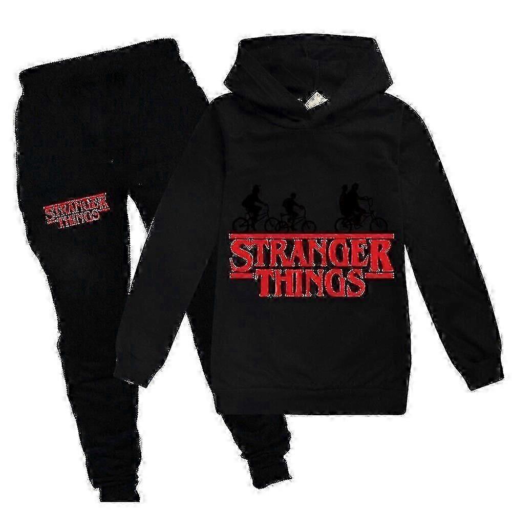 Ensemble de sport imprimé Stranger Things pour enfants (garçons et filles) : sweat à capuche, pantalon long, survêtement - Nouveauté