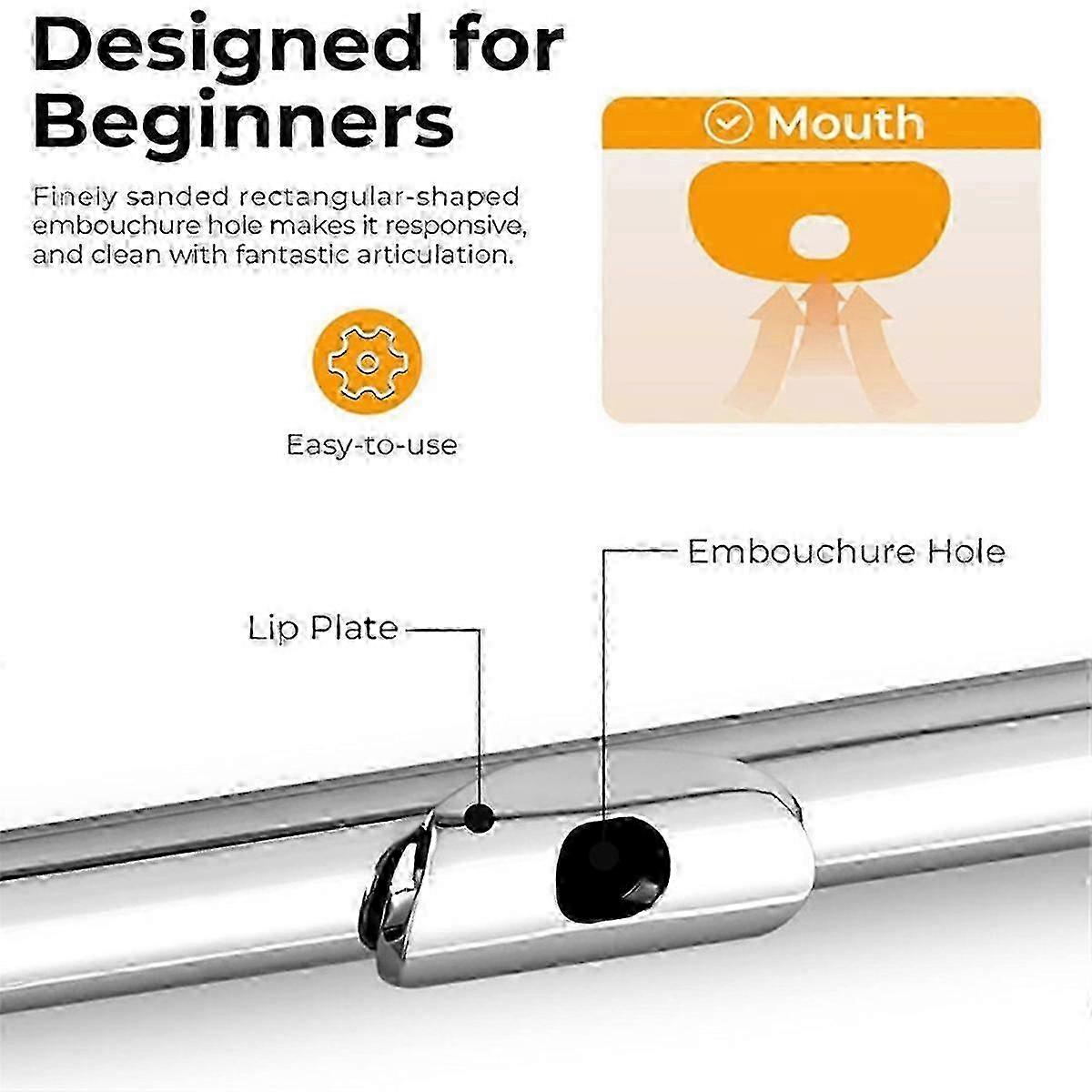 16 Closed Open Holes C Key Professional Transverse Flute