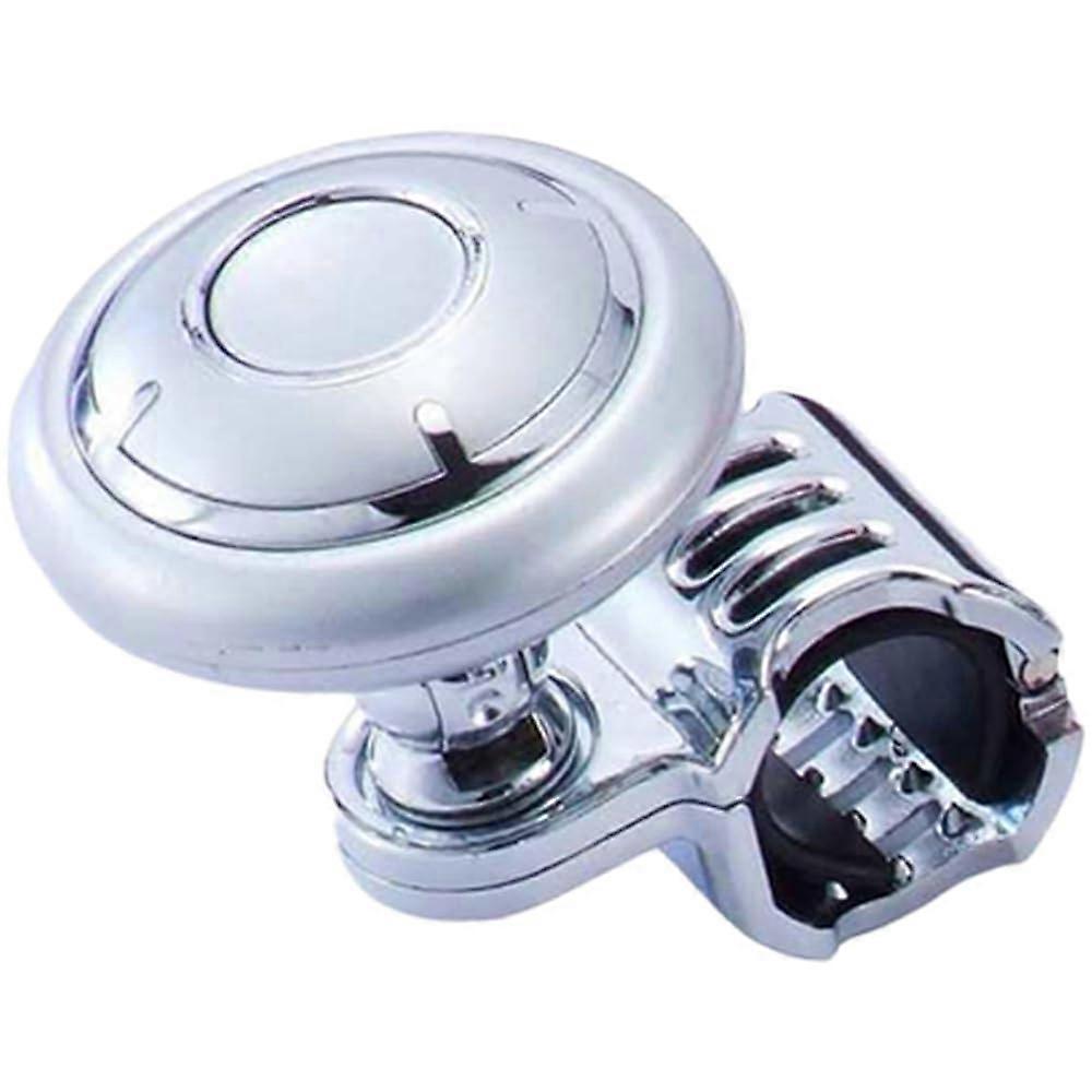 Steering Wheel Spinner Knob with Ergonomic NonSlip Grip for Smooth Control, Universal Silver Handle