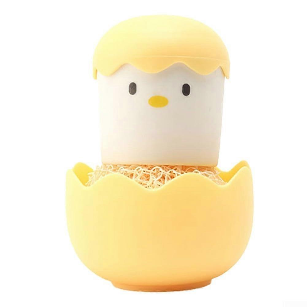 Egg Cleaning Brush Cute Chick Eggshell Design Durable PP Fiber Kitchen Scrub Brush Yellow