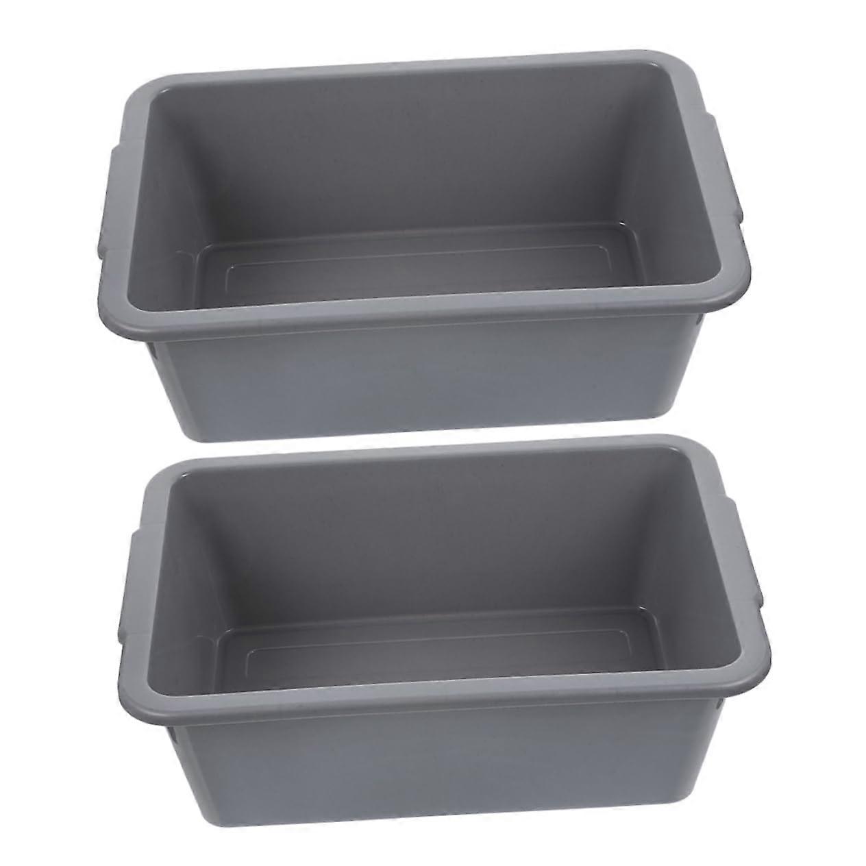 2pcs Commercial Plastic Bus Tub with Handles, Rectangular Dish Washing Storage Bin for Kitchen and Restaurant