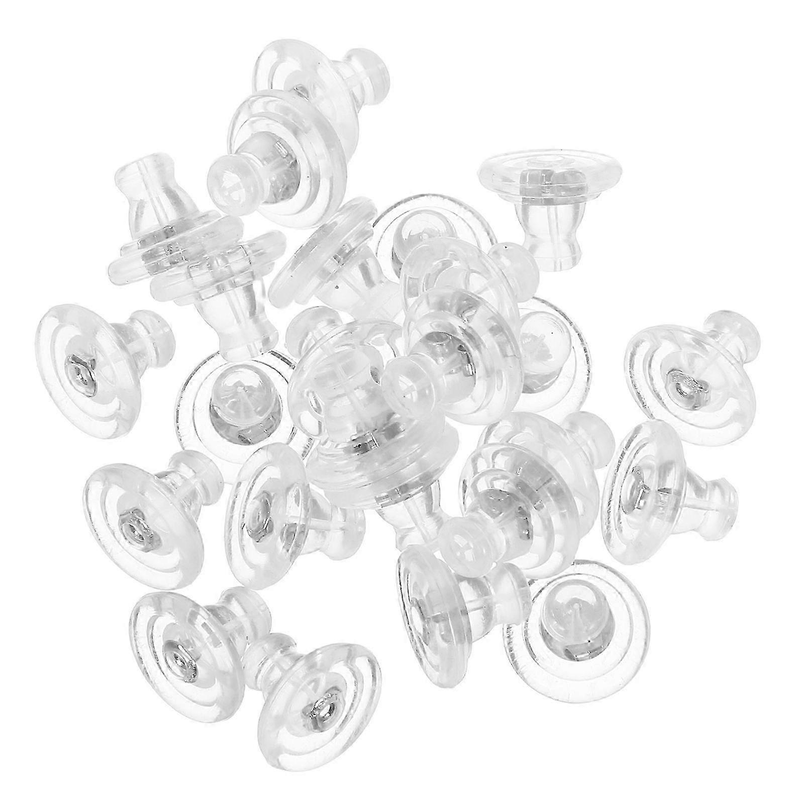 25pcs Clear Locking Secure Transparent Safety Studs Backs Silicone Earring Backs Replacement for Jew