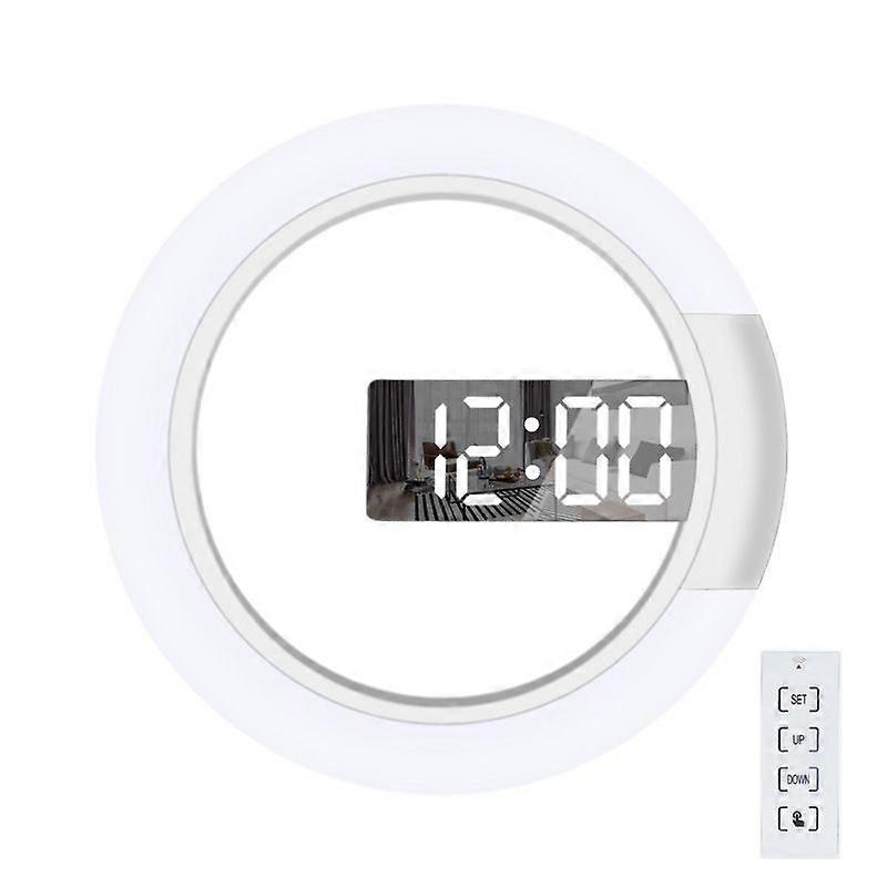 LED Wall Clock, Digital Wall Clock with Remote Control, Creative LED Mirror Wall Clock with Alarm