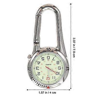 Clip-on Quartz Horloge Nacht Licht Legering Unisex Rugzak Gesp Riem Fob Horloge Zwart met Witte Wijzerplaat voor Artsen Verpleegkundigen Klimmen Bergbeklimmen (Wit)