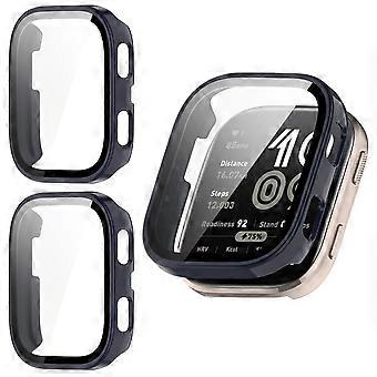 Case and Screen Protector 2 Pack Full Coverage with Builtin Tempered Glass Navy Blue for Amazfit Bip 6