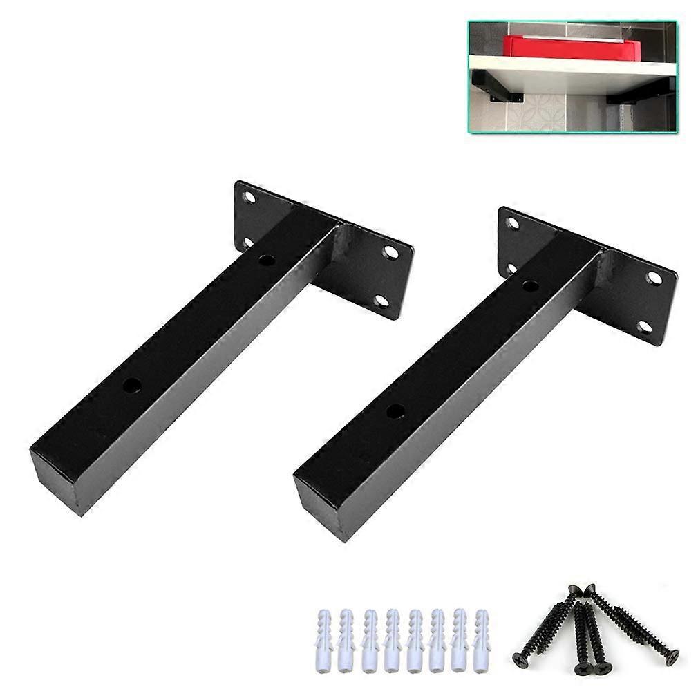 Floating Shelf Bracket 15cm Exact Fit, Hidden Iron Pipe Shelf Support for Kitchen Office, 2pcs