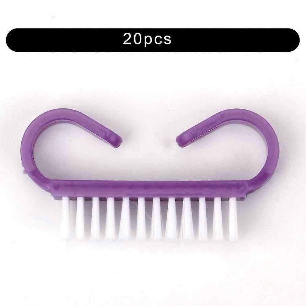 Nail Cleaning Brush 20pcs Solid Purple for Manicure Pedicure, Durable Lightweight Handle