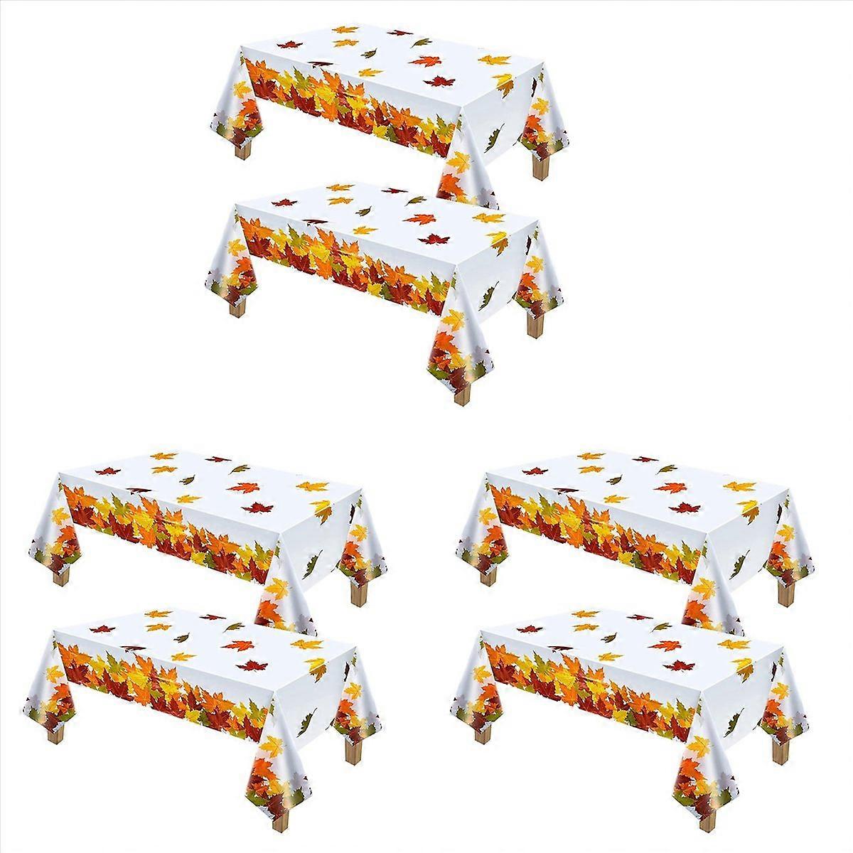 3X Thanksgiving Autumn Leaf Tablecloth Autumn Maple Leaf Tablecloth Waterproof Rectangular Plastic T