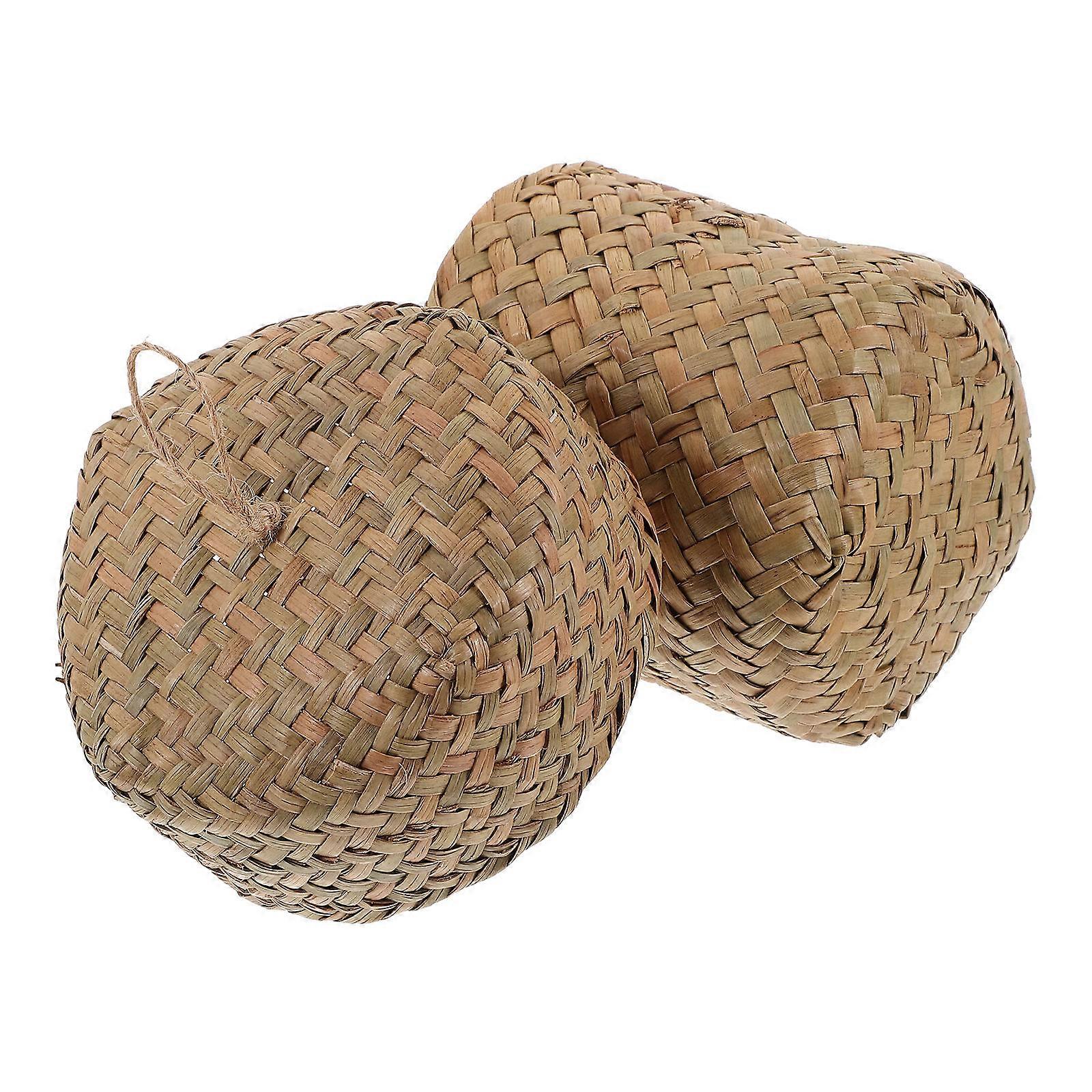Multipurpose Wicker Storage Basket Seagrass Box With Lid Excellent Durability 1Pcs