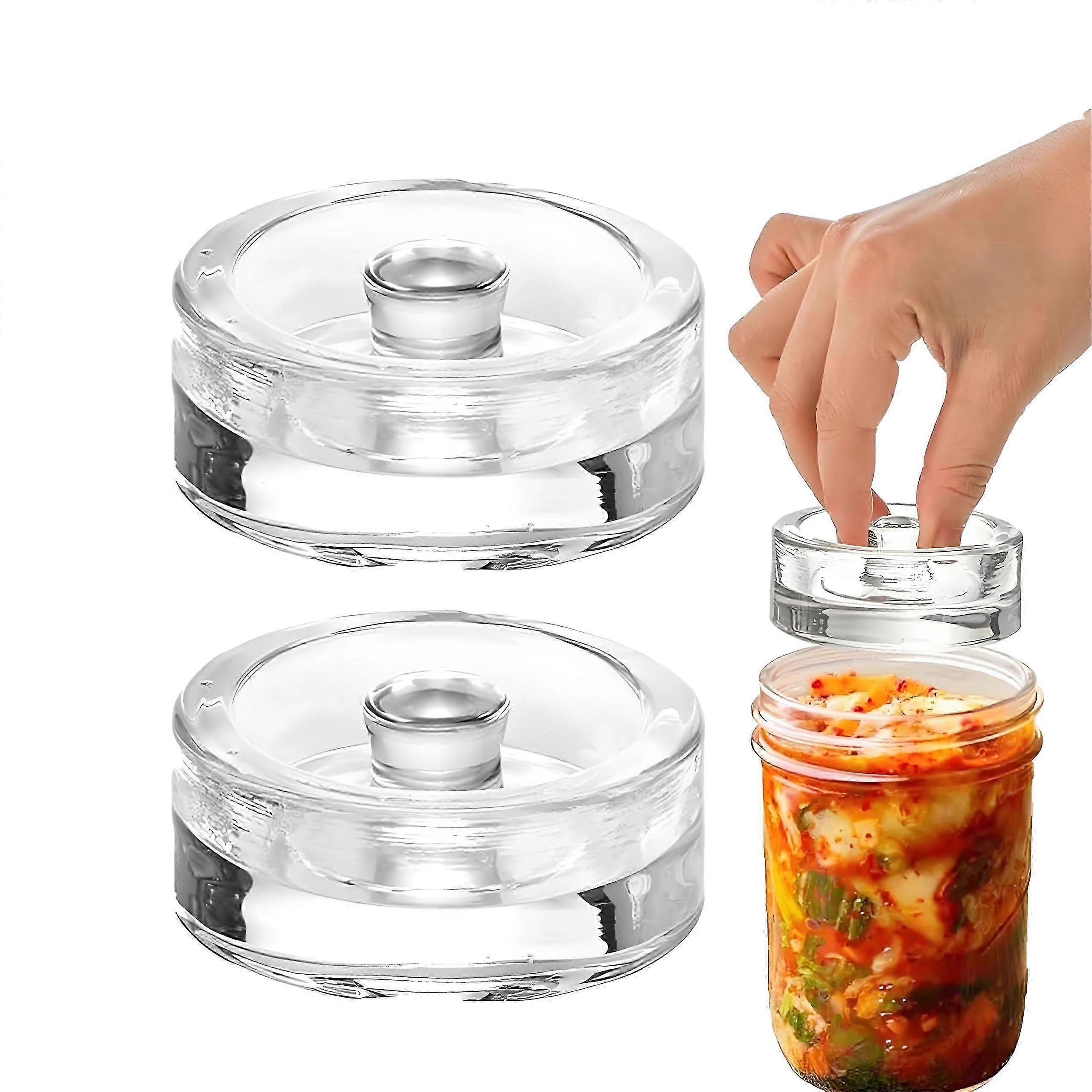 Conjunto de 2 pesos de vidro para fermentação compatíveis com potes de conserva de boca larga de 7 cm (2,75 polegadas).