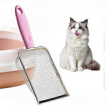 Metal Cat Litter Scoop with Ergonomic Wooden Handle, Rustproof Fine Mesh for Easy Cleaning