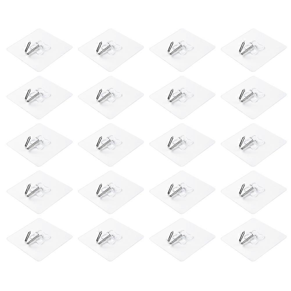 Adhesive Hook Hanger Clear Hook for Hanging Things 20Pcs Transparent Plastic Hooks