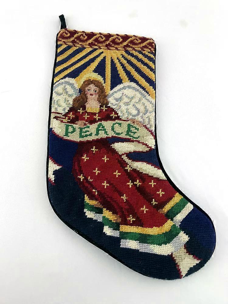 Peace Angle Wool Needlepoint Christmas Stocking