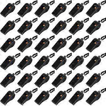 Plastic Whistle with Lanyard, Loud Clear Black Whistles Bulk Great for Coaches,