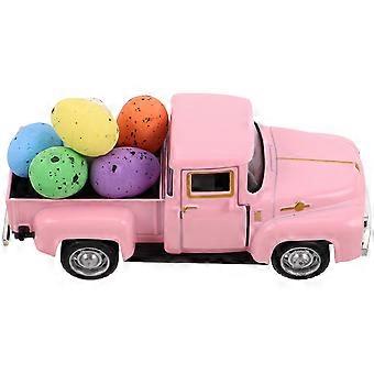 Easter Truck with Eggs Metal Antique Truck Decor Vintage Farmhouse Truck Spring Handmade Easter Decorations for Home Table Kitchen