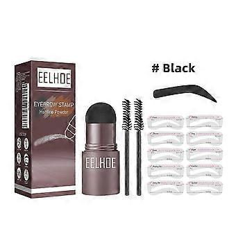 Eelhoe Øjenbrynsstemplingsform til tegning af øjenbryn (sort sæt) Lazy Eyebrow Filling Makeup Pudder, Vandtæt Hårgrænsepudder