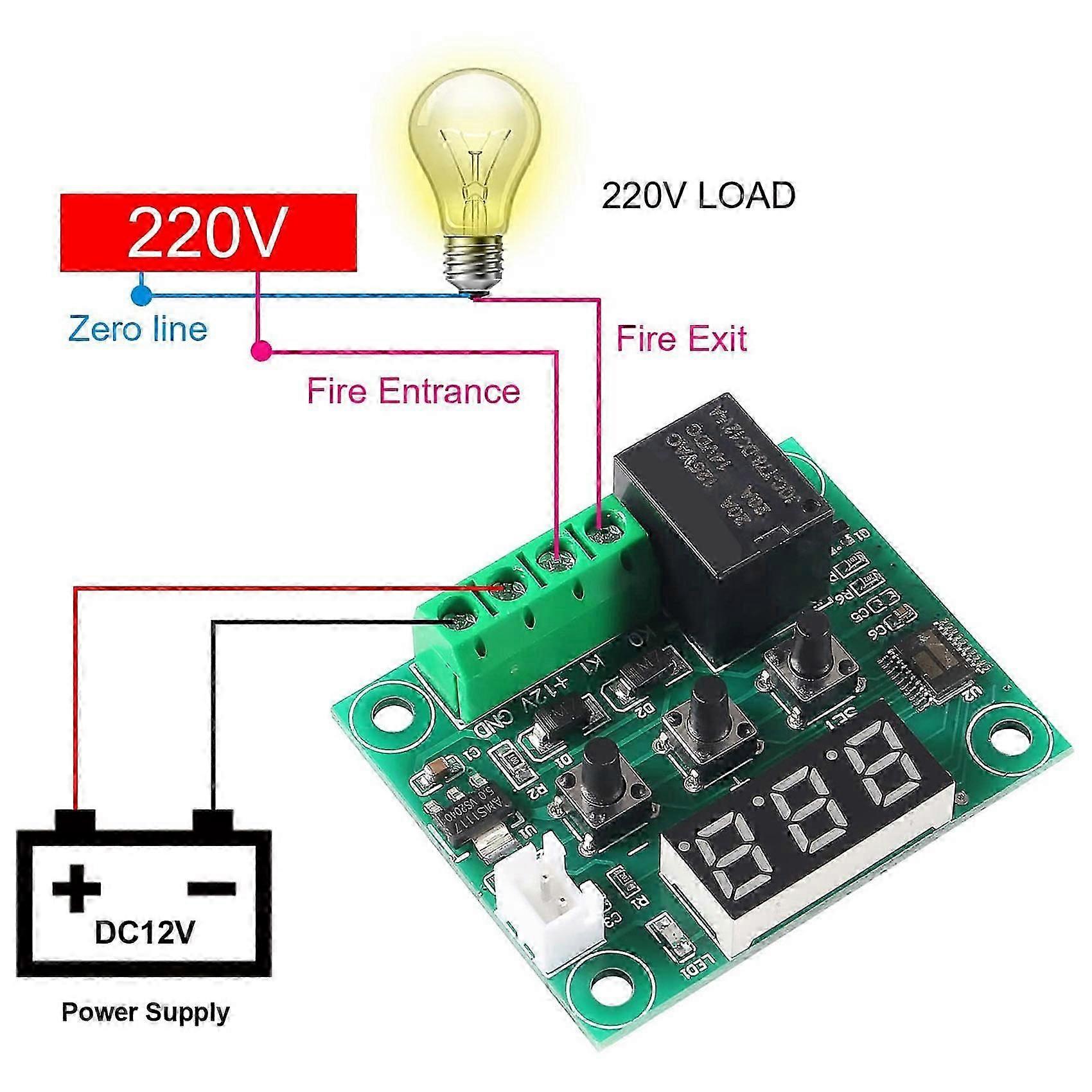 W1209 DC 12V Digital Temperature Controller Board -50-110C Electronic Temperature Temp Control Mod