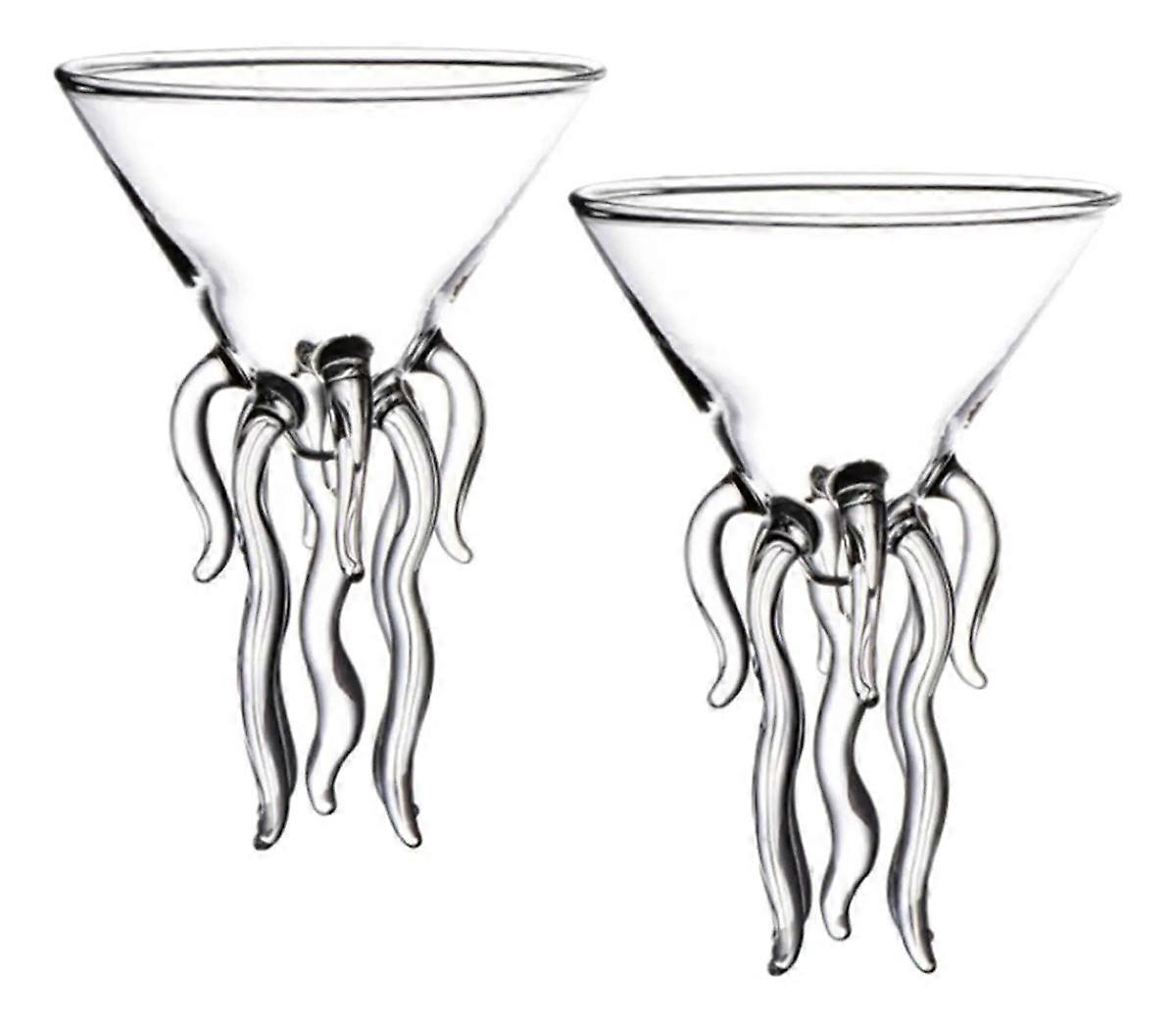 2 Octopus wine glasses