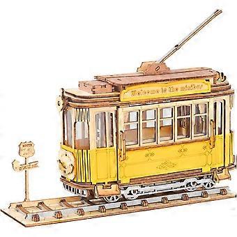 Rowood 3D Puzzles für Erwachsene & Kinder Jugendliche, Denksportaufgabe Holzmodellbausatz zum Bauen, Geschenk am Geburtstag - Straßenbahn (145PCS)