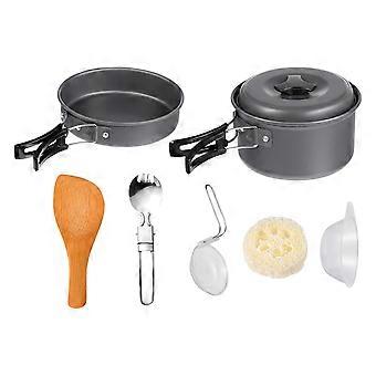 Camping Cookware Set Lightweight Compact Pots and Pans for Hiking Backpacking with Storage Bag